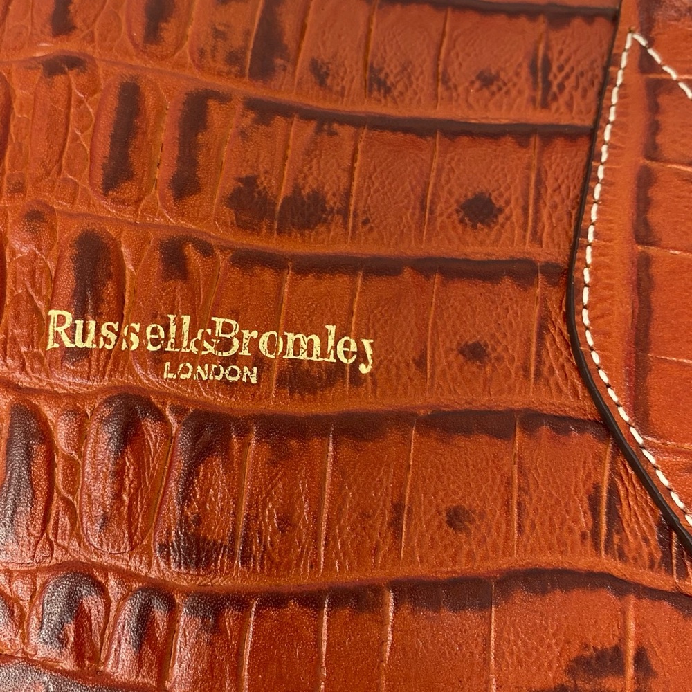 Russell & Bromley London Croc Embossed Burnt Orange Tote Bag - Picture 11 of 12